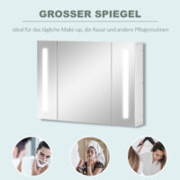 Badschrank mit Beleuchtung Spiegelschrank LED 90x15x65cm