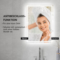 Badspiegel Badezimmerspiegel mit LED-Leuchte 80x60cm