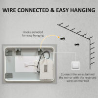 Badspiegel mit LED-Beleuchtung mit Touchschalter 70x50cm