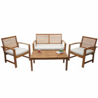 Balkon Sitzgarnitur Akazienholz massiv ~ mit Kissen