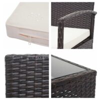 Balkon Sitzgruppe Poly-Rattan 7tlg. Garnitur-Lounge braun