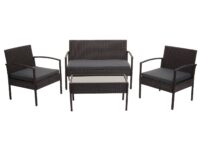 Balkon Sitzgruppe Poly-Rattan 7tlg. Garnitur-Lounge braun