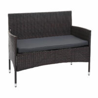 Balkon Sitzgruppe Poly-Rattan 7tlg. Garnitur-Lounge braun Kissen dunkelgrau