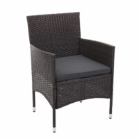 Balkon Sitzgruppe Poly-Rattan 7tlg. Garnitur-Lounge braun Kissen dunkelgrau