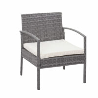 Balkon Sitzgruppe Poly-Rattan 7tlg. Garnitur-Lounge grau