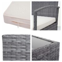 Balkon Sitzgruppe Poly-Rattan 7tlg. Garnitur-Lounge grau