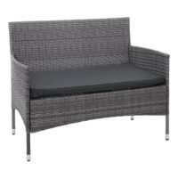 Balkon Sitzgruppe Poly-Rattan 7tlg. Garnitur-Lounge grau Kissen dunkelgrau