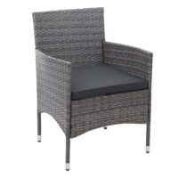 Balkon Sitzgruppe Poly-Rattan 7tlg. Garnitur-Lounge grau Kissen dunkelgrau