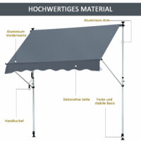Balkonmarkise Sonnenstore Teleskop 200 x 120cm Grau