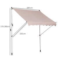 Balkonmarkise Sonnenstore Teleskop 200 x 150cm Beige