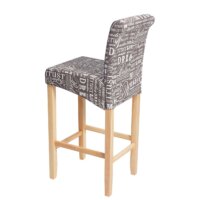 Barhocker Barstuhl Holz Schriftzug grau helle Beine Stoff/Textil