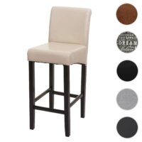 Barhocker Holz creme dunkle Beine Kunstleder