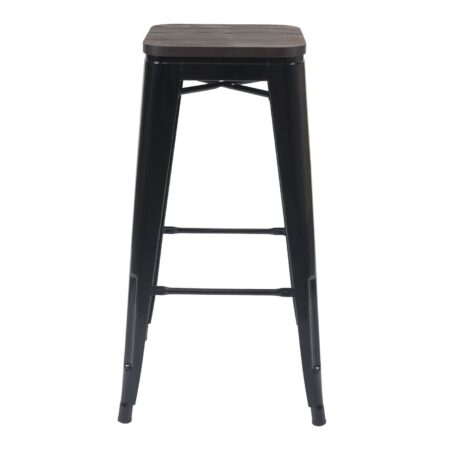 Barhocker Metall mit Holz-Sitzflächen Industriedesign ~ schwarz