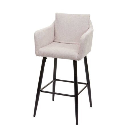 Barhocker mit Fussablage Metall - Stoff/Textil creme-beige