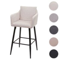 Barhocker mit Fussablage Metall - Stoff/Textil creme-beige