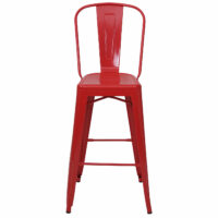 Barhocker mit Lehne Metall Industriedesign ~ rot