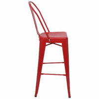 Barhocker mit Lehne Metall Industriedesign ~ rot