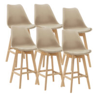 6er-Set Barhocker Barstuhl Lublin mit Rückenlehne Beige