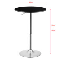 Bartisch Aberdeen Rund 60 cm und 68-88 cm hoch Metal Chrom Schwarz