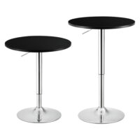 Bartisch Aberdeen Rund 60 cm und 68-88 cm hoch Metal Chrom Schwarz