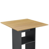 Bartisch Visby 110x70x70 cm mit 3 Regalfächern Dunkelgrau/Holzfarben