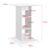 Bartisch Visby 110x70x70 cm mit 3 Regalfächern Weiss