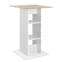 Bartisch Visby 110x70x70 cm mit 3 Regalfächern Weiss/Eiche-Optik