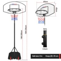 Basketballkorb - Höhenverstellbar Tragbar Schwarz