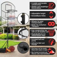 Basketballkorb - Höhenverstellbar Tragbar Schwarz