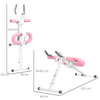 Bauchtrainer Faltbarer AB Trainer Höhenverstellbarer Weiss Rosa