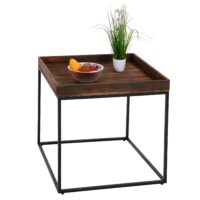 Beistelltisch JAM-K71 Couchtisch FSC Holz Metall 60x60x60cm dunkelbraun