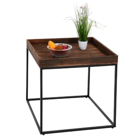 Beistelltisch JAM-K71 Couchtisch FSC Holz Metall 60x60x60cm dunkelbraun