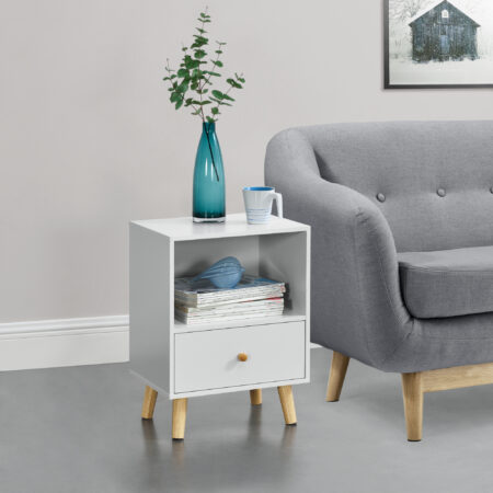 Nachttisch Beistelltisch Sundsvall 40x30x54cm Weiss