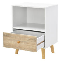 Nachttisch Beistelltisch Sundsvall 40x30x54cm Weiss/Eiche