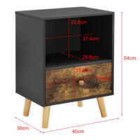 Nachttisch Beistelltisch Sundsvall 40x30x54cm Schwarz