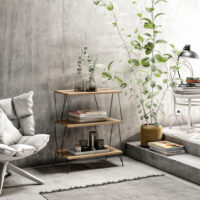 Beistelltisch mit Hairpinlegs 46x30x76cm Holzoptik