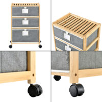 Bambus Beistelltisch Noorliit mit 3 Schubladen rollbar