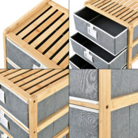 Bambus Beistelltisch Noorliit mit 3 Schubladen rollbar