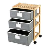 Bambus Beistelltisch Noorliit mit 3 Schubladen rollbar