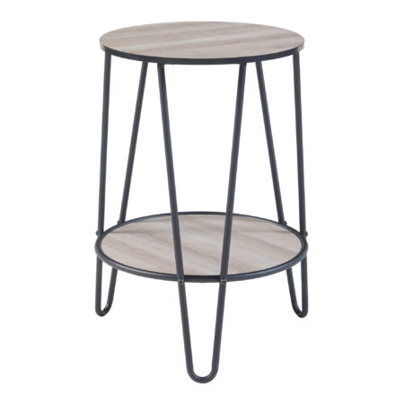 Beistelltisch mit 2 Ablagen Schwarz/Eiche-Optik