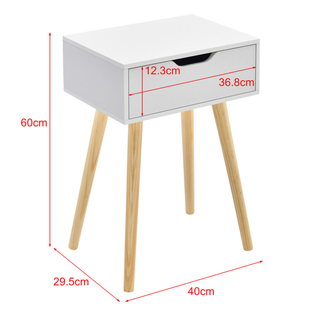 Beistelltisch Östersund 60x40x30 cm mit Schublade Weiss