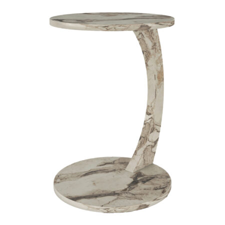 Beistelltisch mit Rollen Marmoroptik cremeweiss