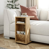 Rollbarer Beistelltisch 40x30x63cm Holzoptik