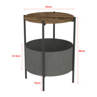Beistelltisch Hofors 60x43cm Anthrazit/Eichenoptik. antik