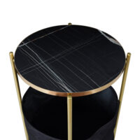 Beistelltisch Suonenjoki 59x47cm Goldfarben/Marmoroptik Schwarz