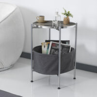Beistelltisch Suonenjoki 59x47cm Silberfarben/Marmoroptik Weiss