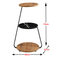 Beistelltisch Sipoo 74x46x37cm Walnussoptik/Marmoroptik Schwarz