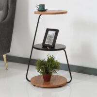 Beistelltisch Sipoo 74x46x37cm Walnussoptik/Marmoroptik Schwarz