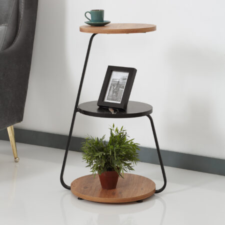 Beistelltisch Sipoo 74x46x37cm Walnussoptik/Marmoroptik Schwarz