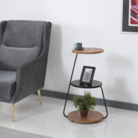 Beistelltisch Sipoo 74x46x37cm Walnussoptik/Marmoroptik Schwarz